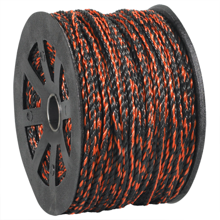 3/8", 2,450 lb, Black/Orange Twisted Polypropylene Rope
